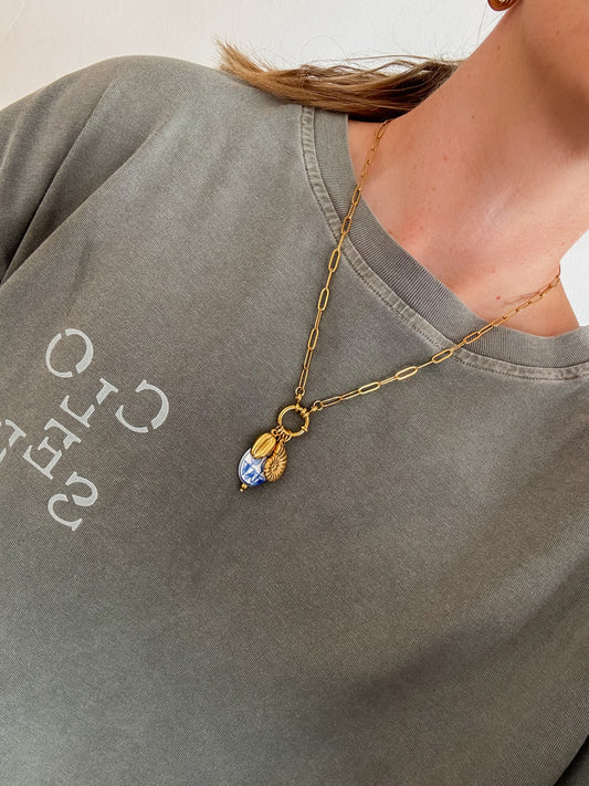 Blue charm necklace