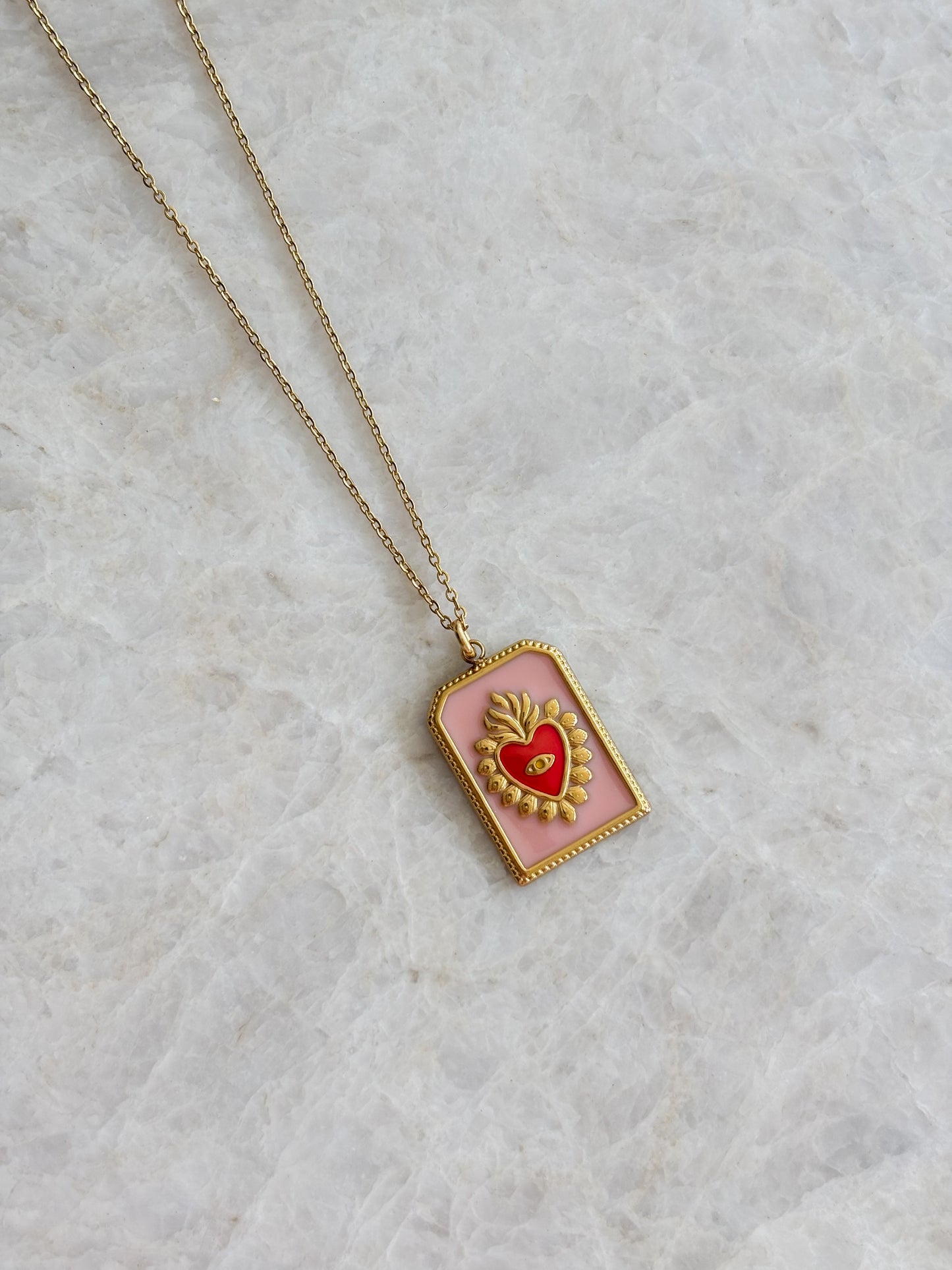 Pink heart necklace