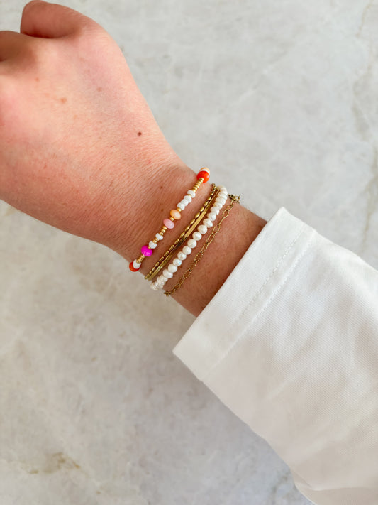Colourful disc bracelet - gold