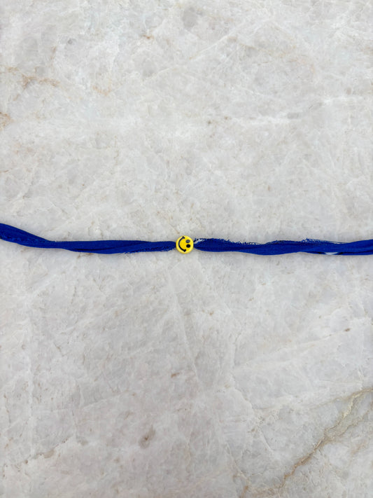 Smiley armband - blauw