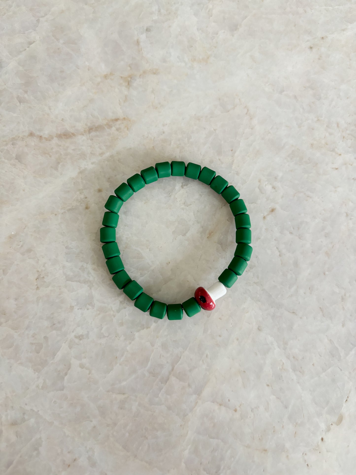 Mushroom bracelet - burgundy & green