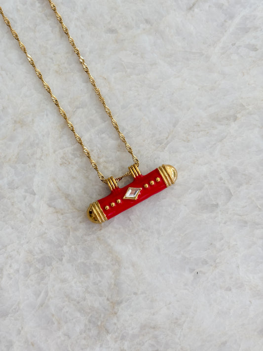 Red bar necklace