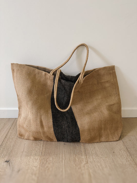Jute bag black stripe