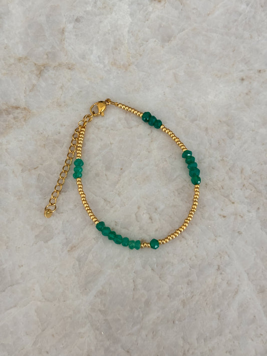 Facet bracelet - green & gold