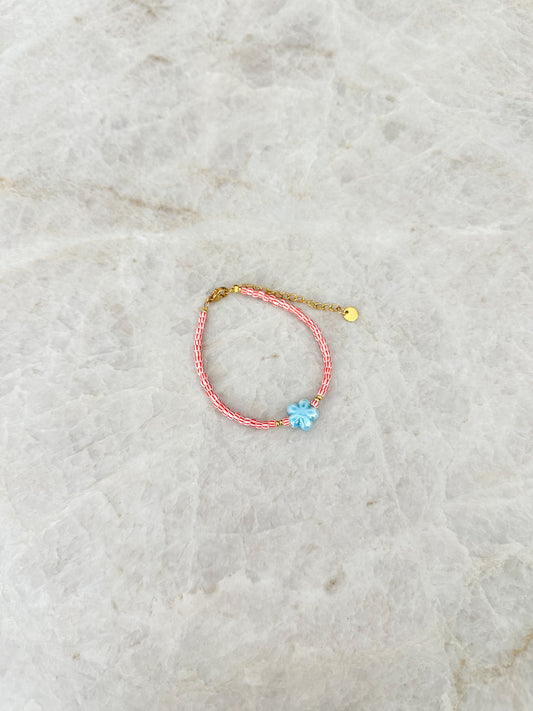 Flower bracelet blue/red