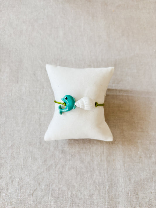 Dolfijn/schelp armband - groen