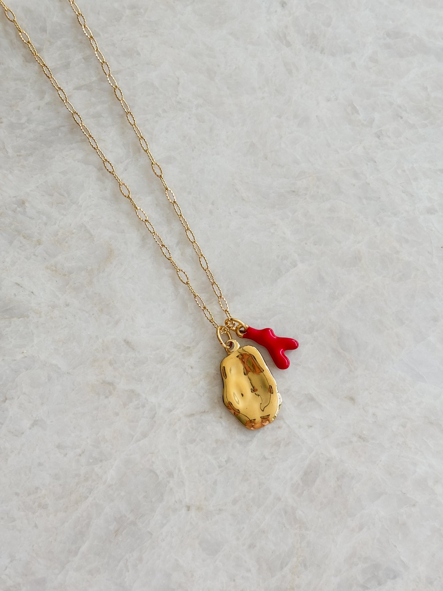 Coral charm necklace