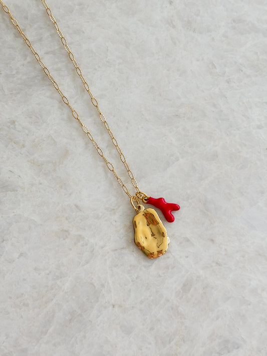 Coral charm necklace