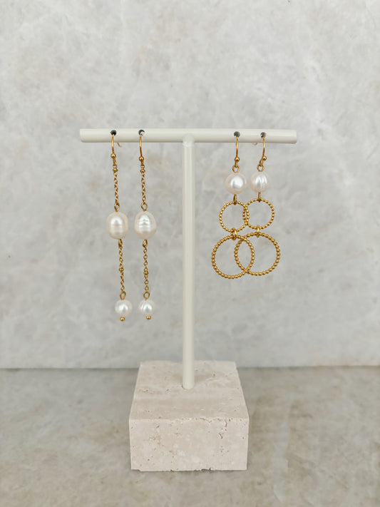 Long pearl earrings