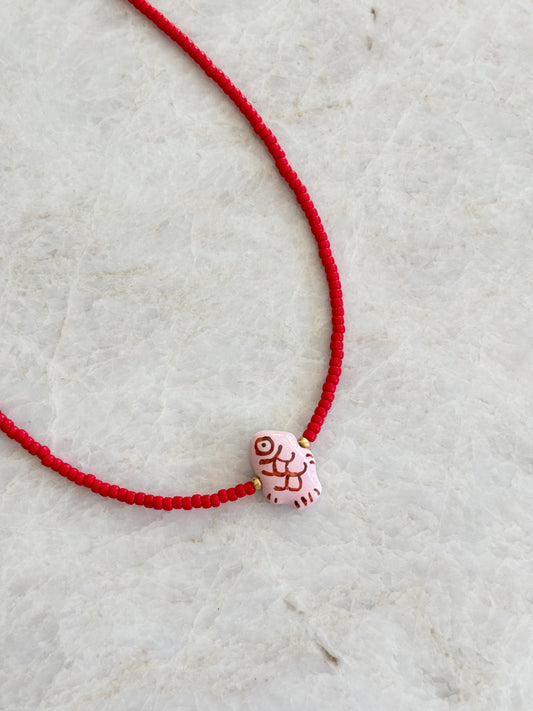 Fish necklace - red