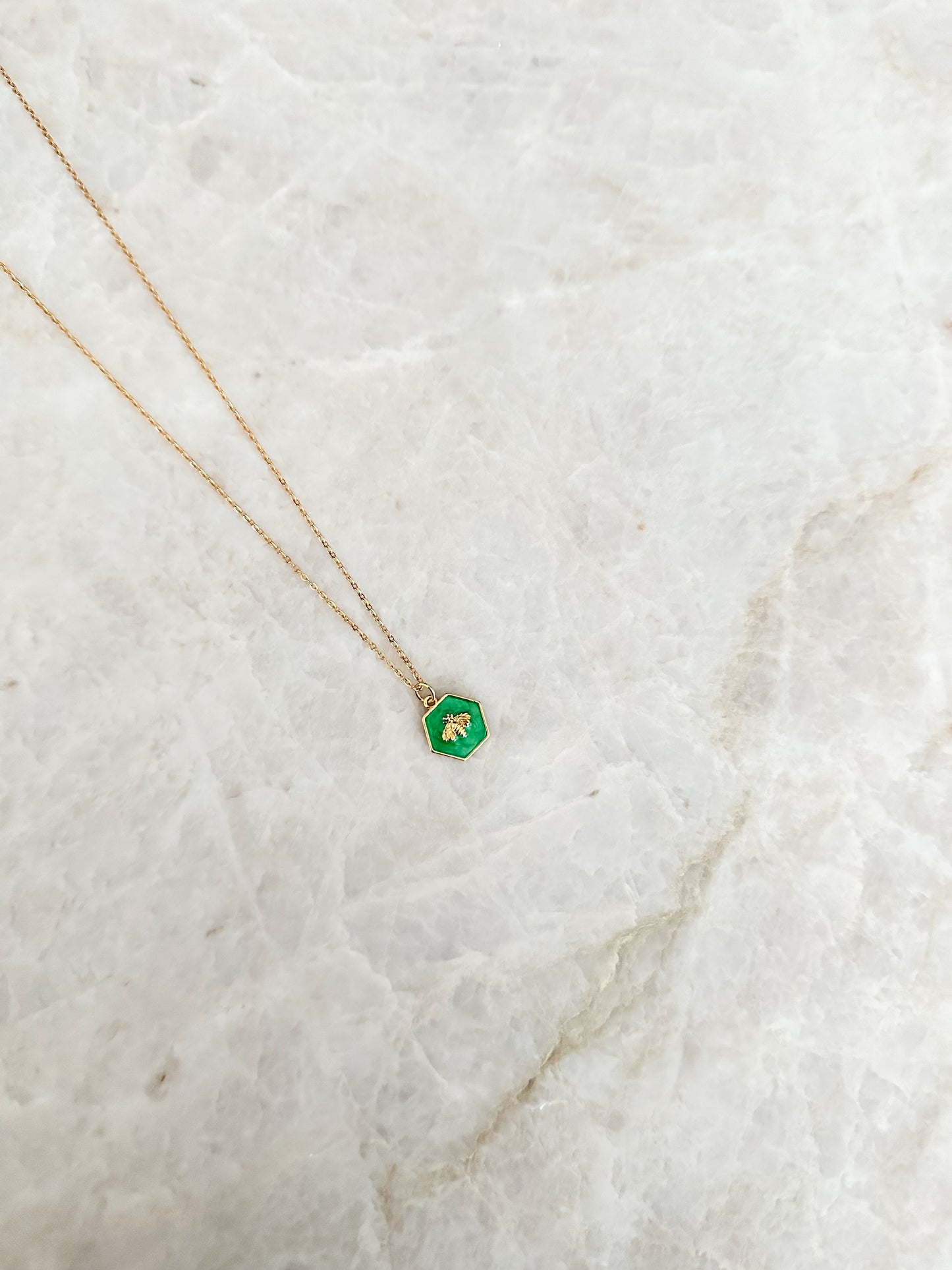 Bee necklace - green