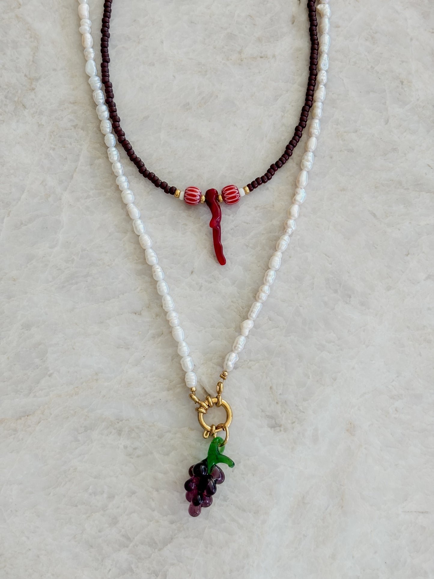 Coral necklace - brown