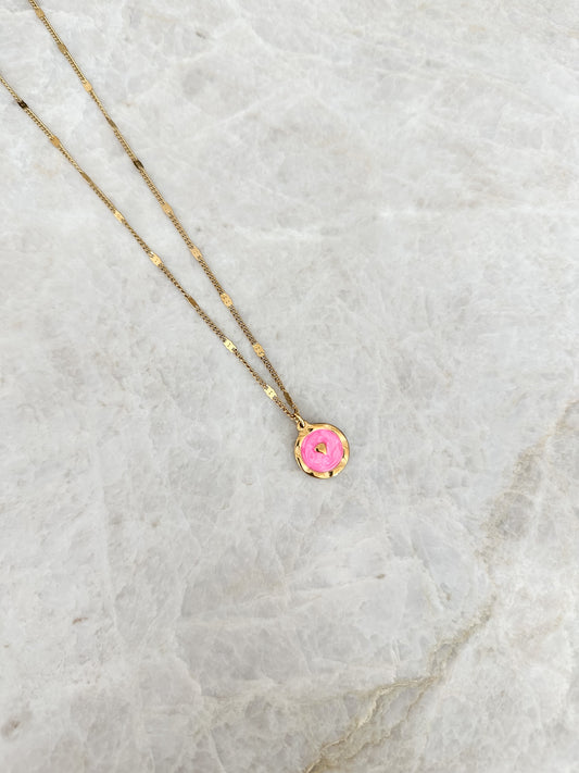 Pink heart necklace