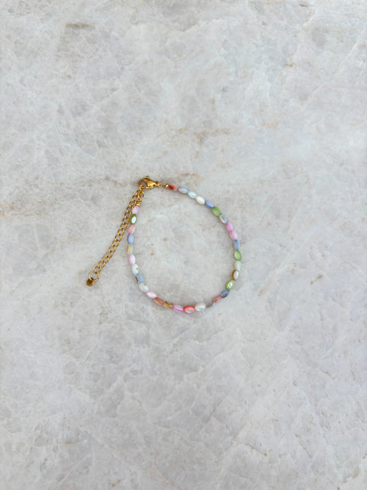 Schelp armband - pastel