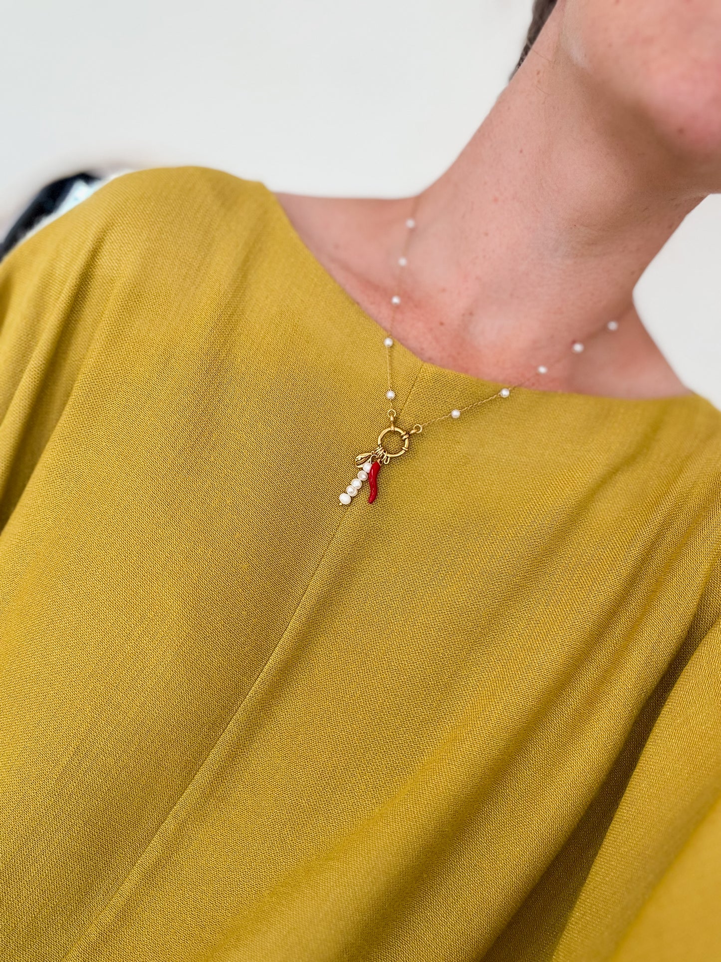 Pearl charm necklace