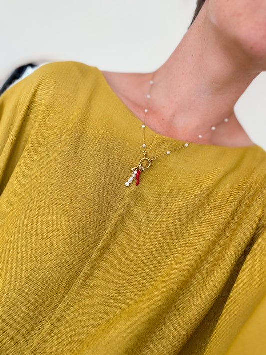 Pearl charm necklace