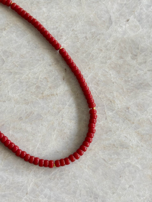 Disc necklace - red