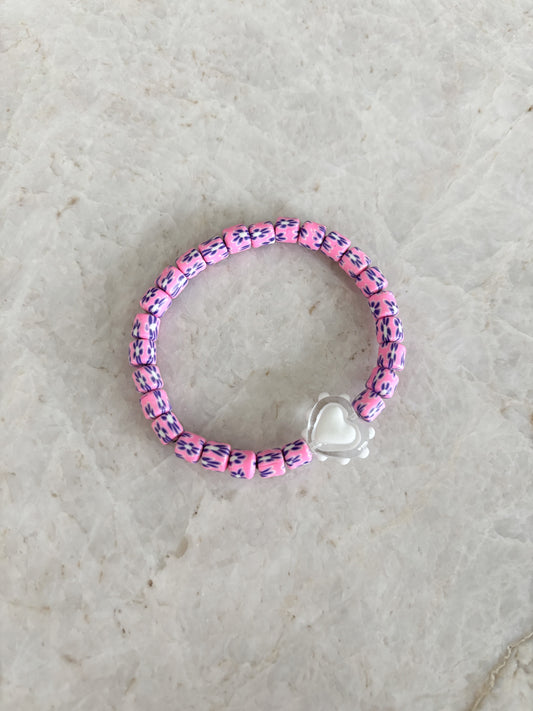 Glass heart bracelet - pink