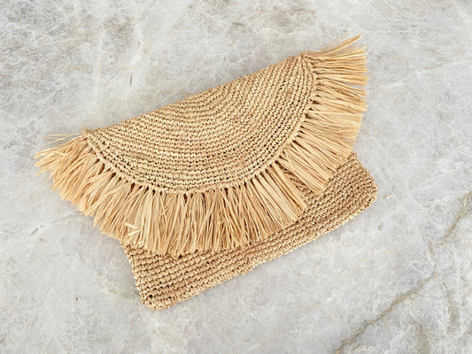 Raffia clutch - naturel
